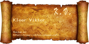 Kleer Viktor névjegykártya